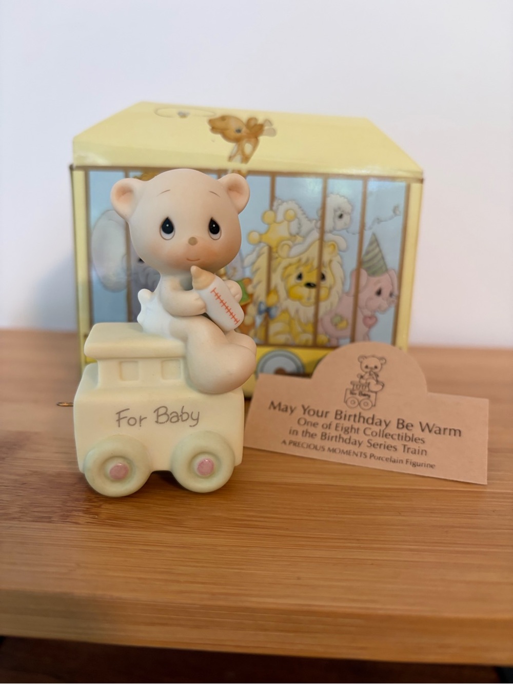 Vintage ENESCO Precious Moments 1985 #15938 FOR BABY Birthday Toy Train Figurine